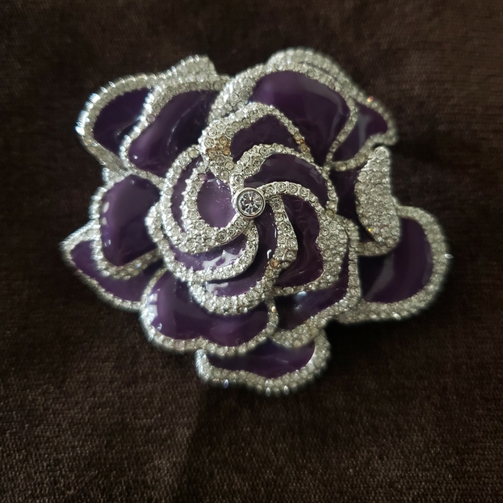 Vintage Signed Joan Rivers Camellia Tea Rose Brooch